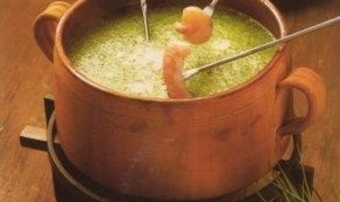 Фондю с укропом и морепродуктами