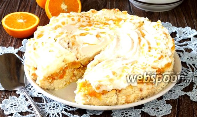 Творожная запеканка с апельсинами и меренгой