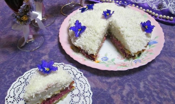 Постный банано-кокосовый торт