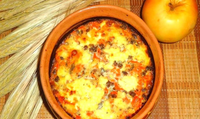 Запеканка с печенью и макаронами