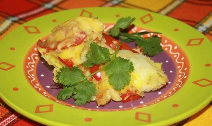 Овощная запеканка с цветной капустой, сладким перцем и помидорами