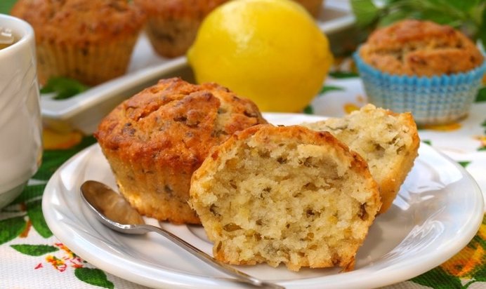 Постные мятные кексы с лимоном