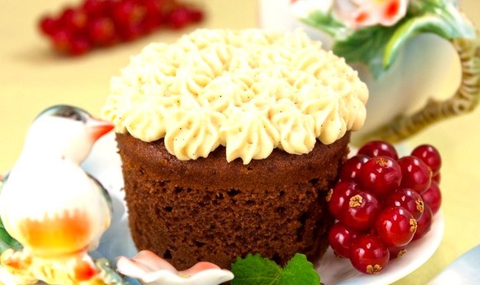 Шоколадные кексы с карамельным кремом