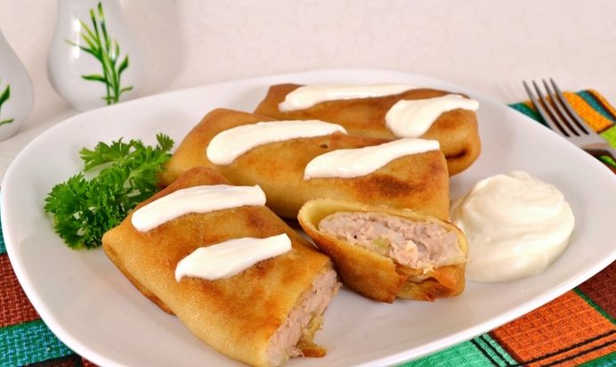 Блинчики с мясом и рисом