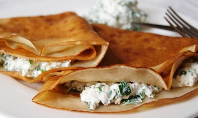 Блинчики с творогом и зеленью