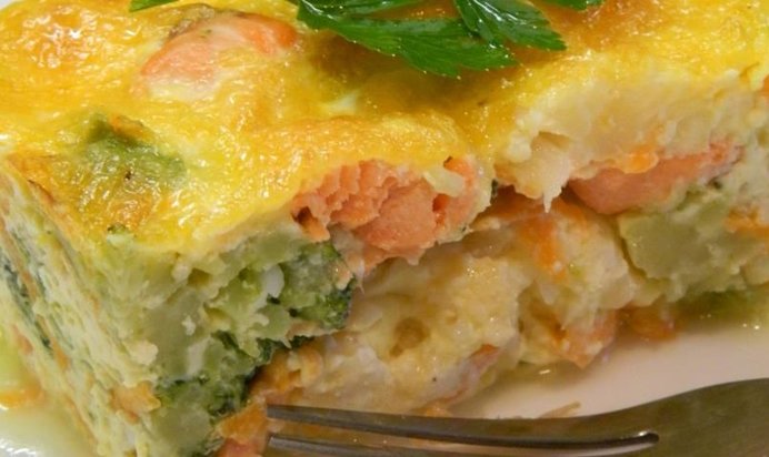 Овощная запеканка с семгой