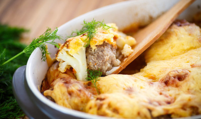 Запеканка с цветной капустой и фаршем
