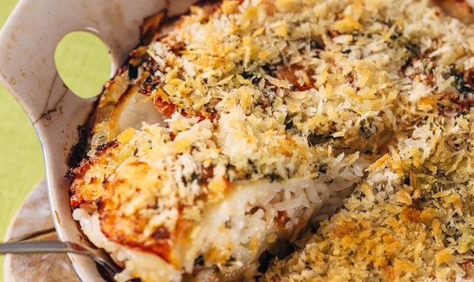 Запеканка из мидий с овощами