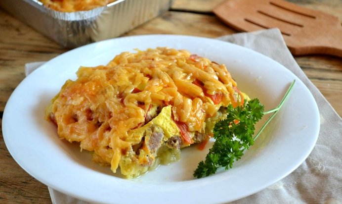 Запеканка из кабачков с фаршем в духовке