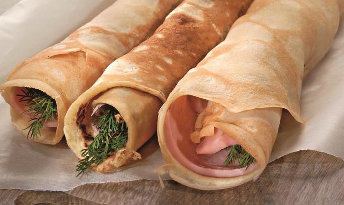 Овсяные блины с ветчиной