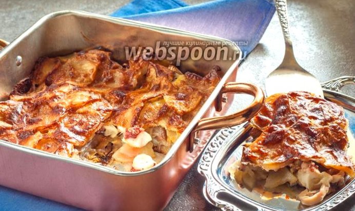 Постная картофельная запеканка с осьминогом