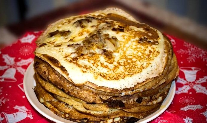 Блины с припеком с грибами