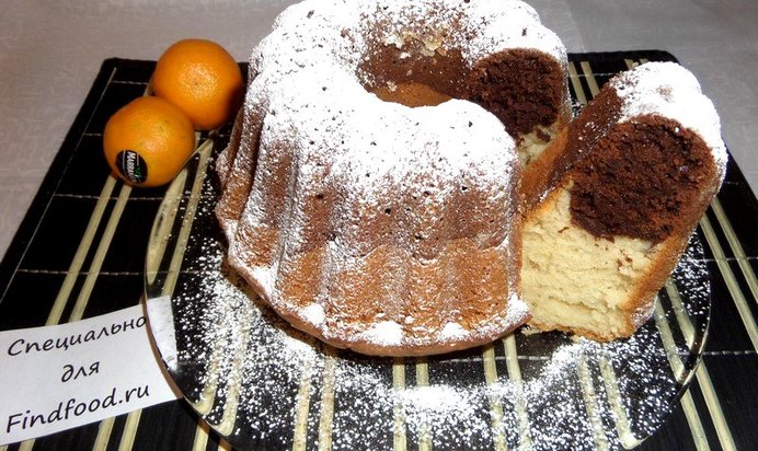 Кекс двухцветный с мандаринами