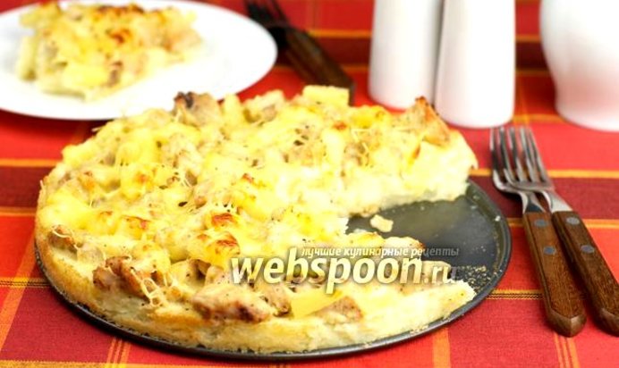 Картофельная запеканка с индейкой и ананасами