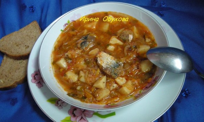 Борщ с консервами по-камышински