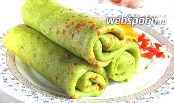 Блинчики из шпината с мясной начинкой