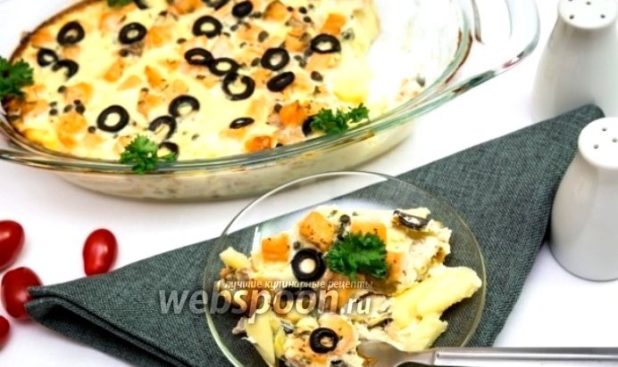 Картофельная запеканка с сёмгой