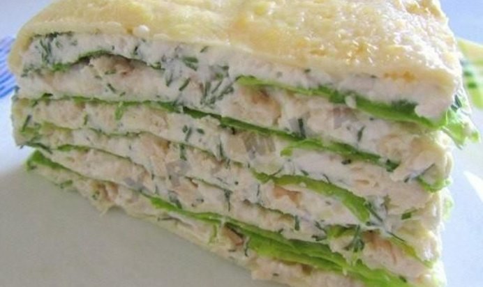 Белковый торт с куриной грудкой