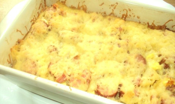 Запеканка с сосисками