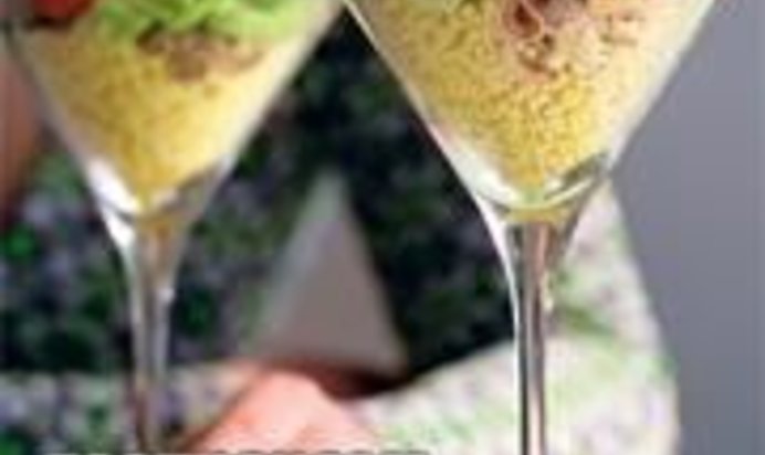 Салат из осьминога и авокадо с кускусом