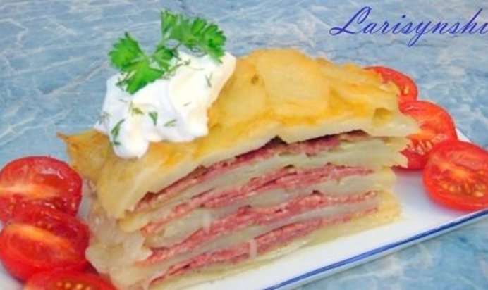Картофельная запеканка с салями (карит)