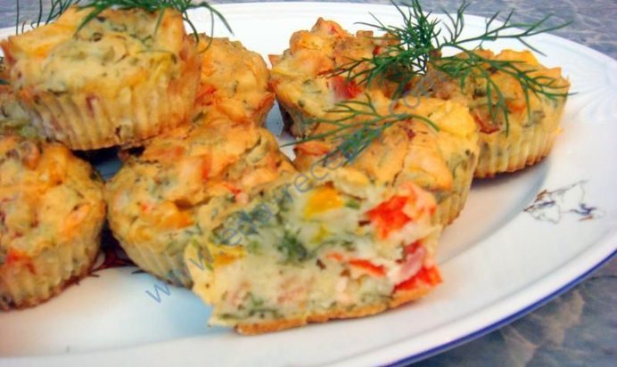 Маффины с беконом и болгарским перцем
