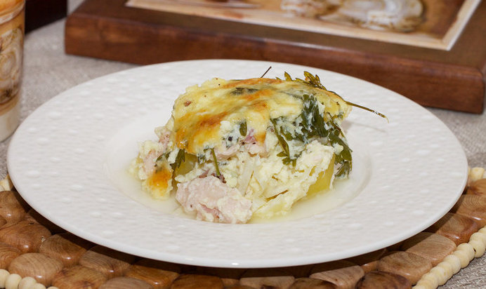 Нежная запеканка с куриным филе