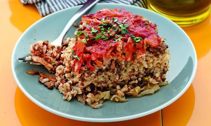 Запеканка из фарша с капустой