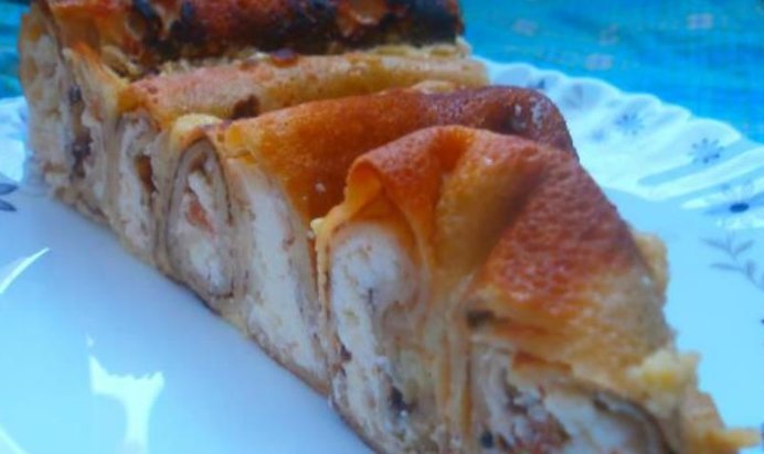 Блинный пирог с творогом