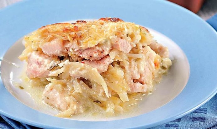 Слоеная запеканка из корневого сельдерея с курицей