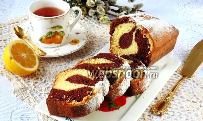 Кекс двухцветный на сметане