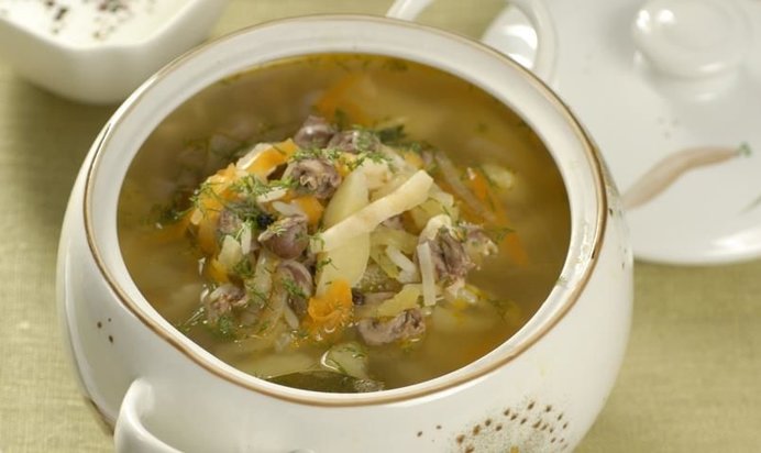 Рассольник из куриных потрошков