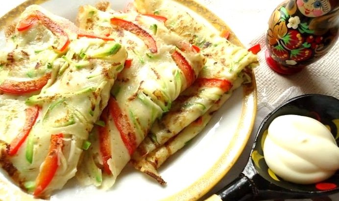 Блины с кабачками и болгарским перцем