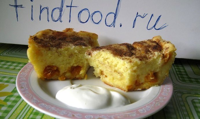 Творожная запеканка с курагой и пряностями без яиц