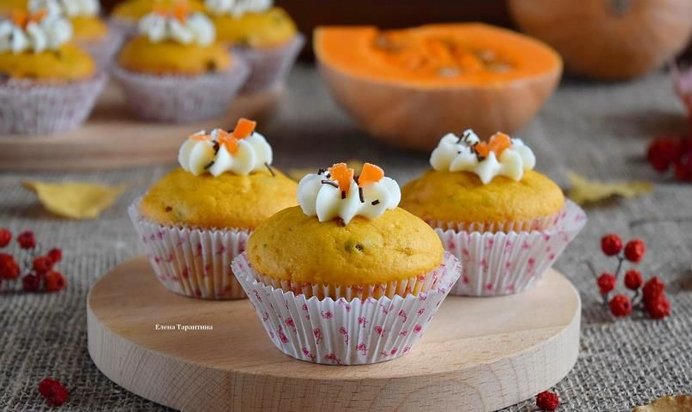 Тыквенные маффины с шоколадом