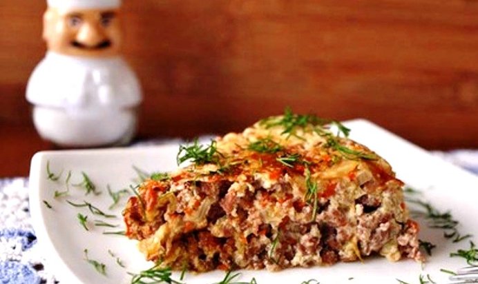 Капустная запеканка с фаршем в мультиварке