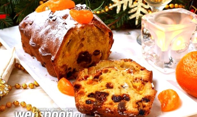 Рождественский кекс с мандаринами и сухофруктами