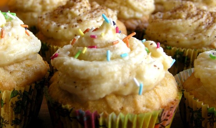 Тыквенные маффины с банановым кремом