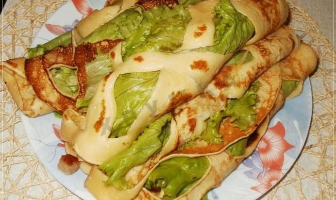 Кружевные блинчики на молоке с мясом