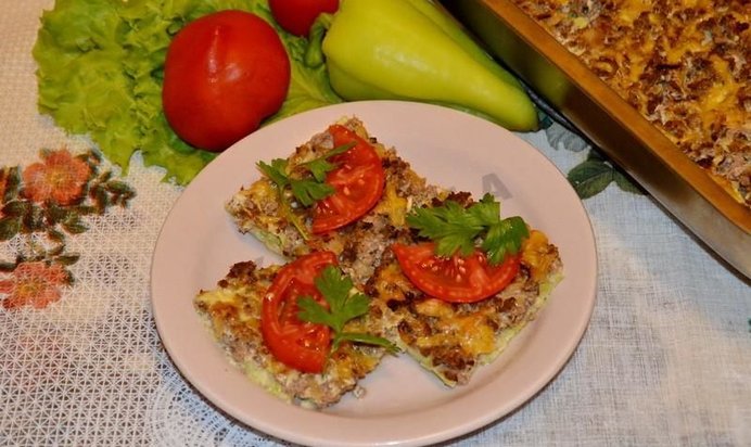 Запеканка из тертых кабачков с фаршем в духовке