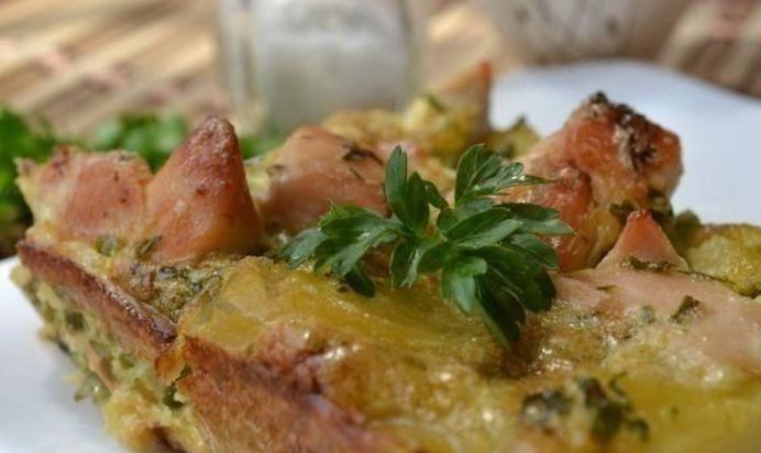 картофельная запеканка из куриных грудок
