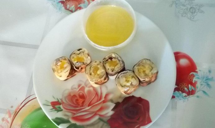 Сладкие блинчики с рисом и апельсином