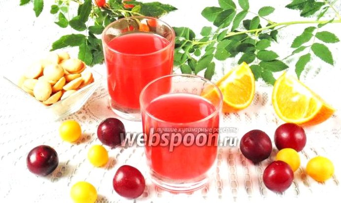 Кисель из алычи с апельсинами