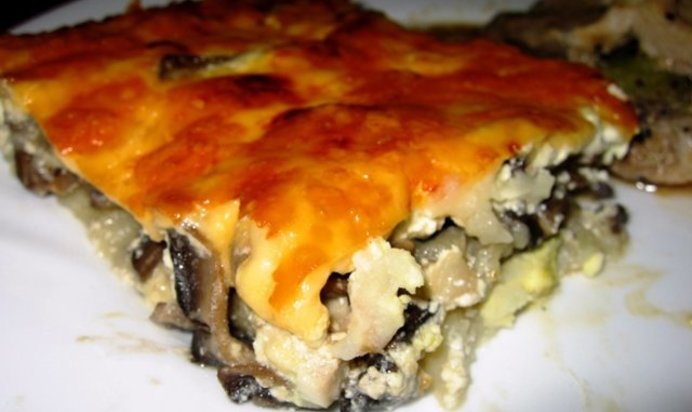 Запеканка из картофельного пюре с грибами