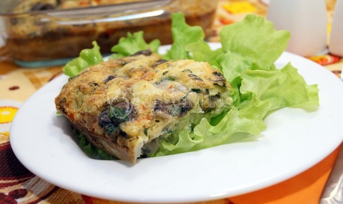 Яичная запеканка с грибами и овощами