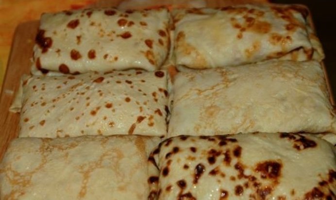 Блины с рисом и яйцом