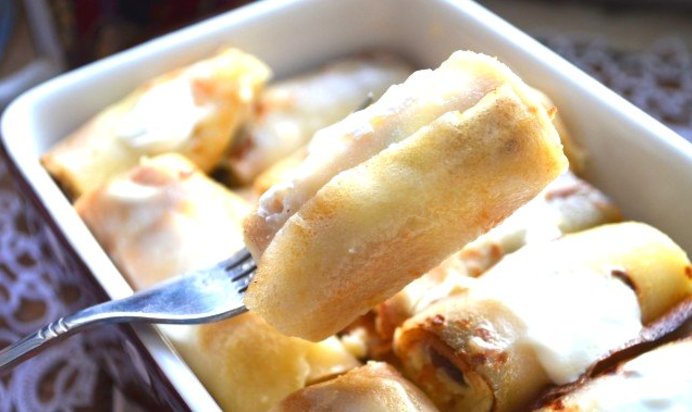 Блинчики с творогом в духовке