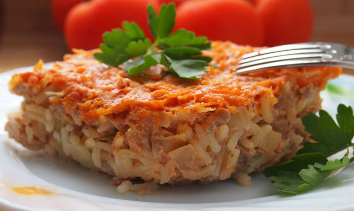 Мясная запеканка с овощами