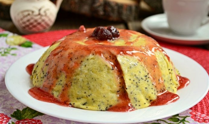 Творожная запеканка с маком и яблоками без выпечки