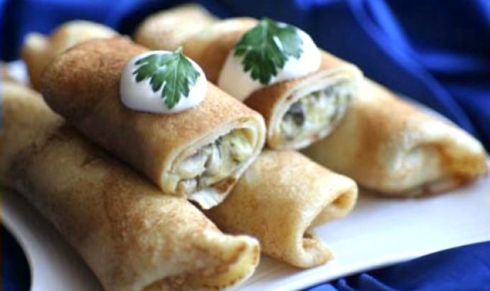 Блинчики с грибами и картошкой